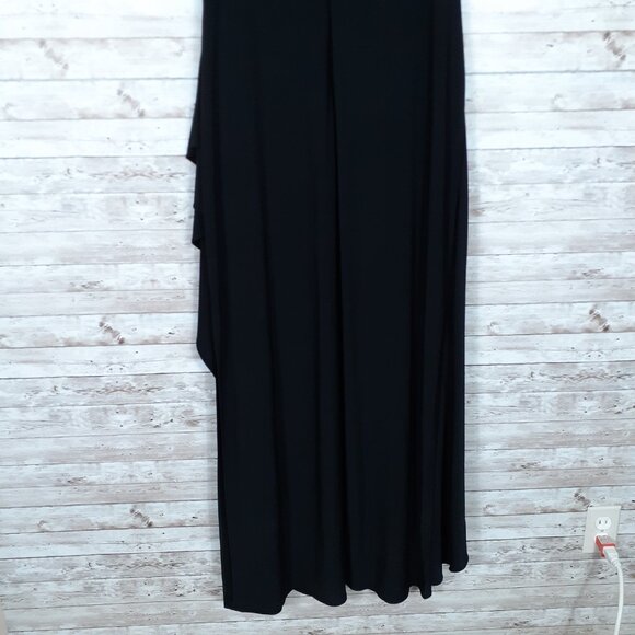 R&M Womens Evening Gown Size 18 Sleeveless Dress Gold Embroidery Side Slit 742A - Picture 5 of 10